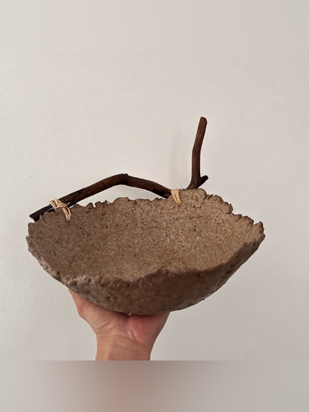 Artisan Handmade Bowl with Driftwood Handle/Natural Home Decor